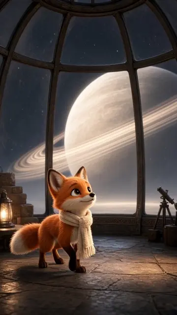 Original fox in a moon observatory sample