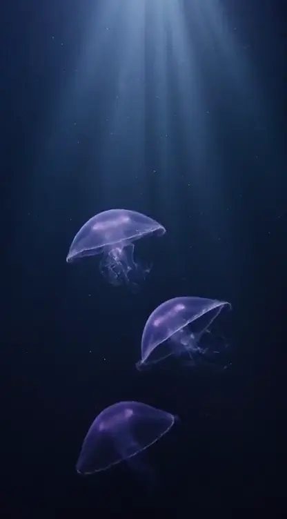 Jellyfish under blue light, a scene example in the Viewmax AI video generator guide